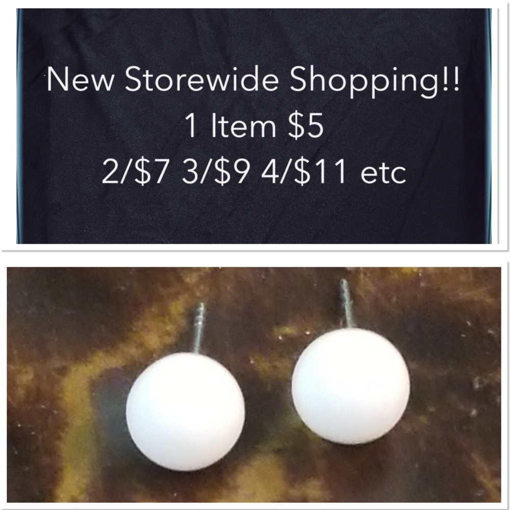 NEW 4mm White Ball Stud Earrings